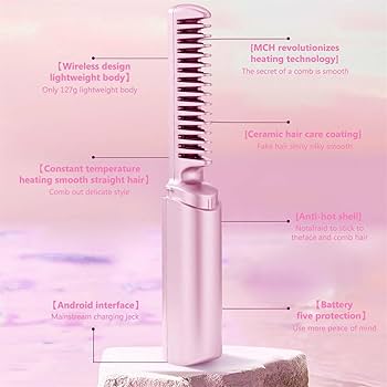 Wireless hair straightener brush